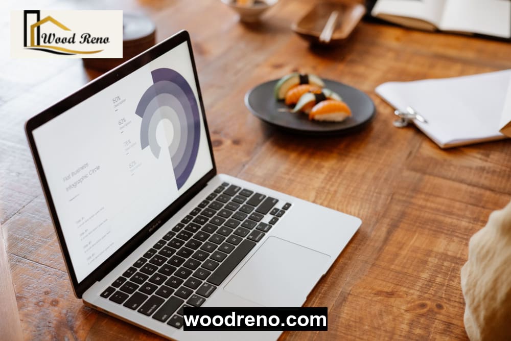 Infographic comparing computer table prices in Pakistan across different materials including wood varieties, MDF, and metal by size and features