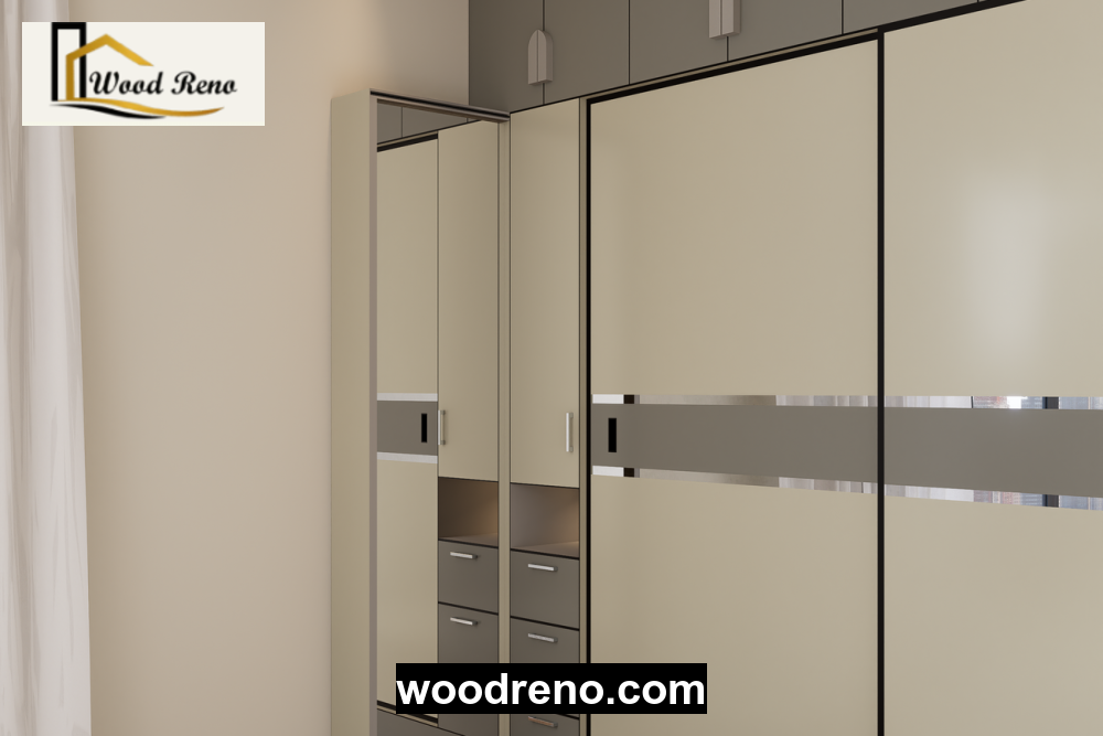 Infographic illustrating sliding wardrobe price components including materials, labor, installation, customization, and sustainability impact