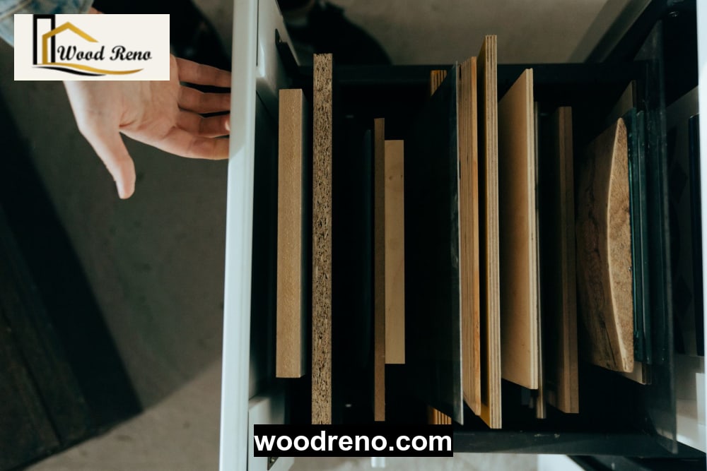 Infographic detailing MDF vs plywood kitchen cabinet attributes including cost, moisture resistance, durability, and workshop handling specific to Pakistani market