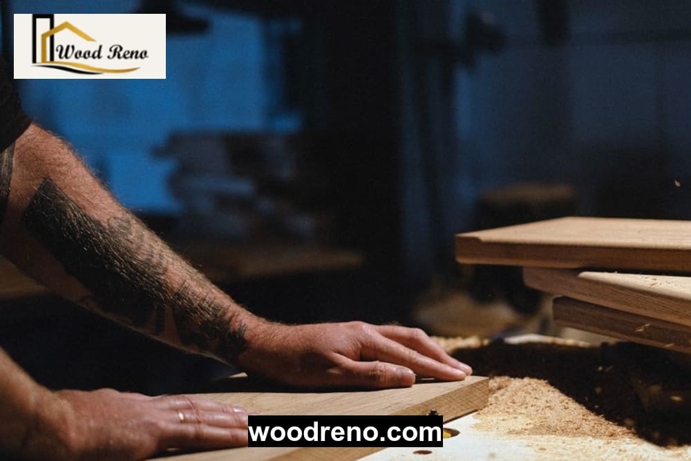 Craftsperson checking MDF wardrobe hinges, door alignment, shelf support and sealed edge banding