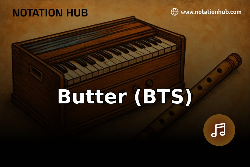 Butter (BTS) Flute Notes & Guitar Chords - Sargam Notation, Sheet Music ...