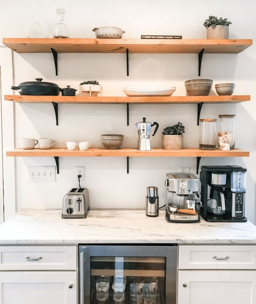 Maximize kitchen space with open shelves