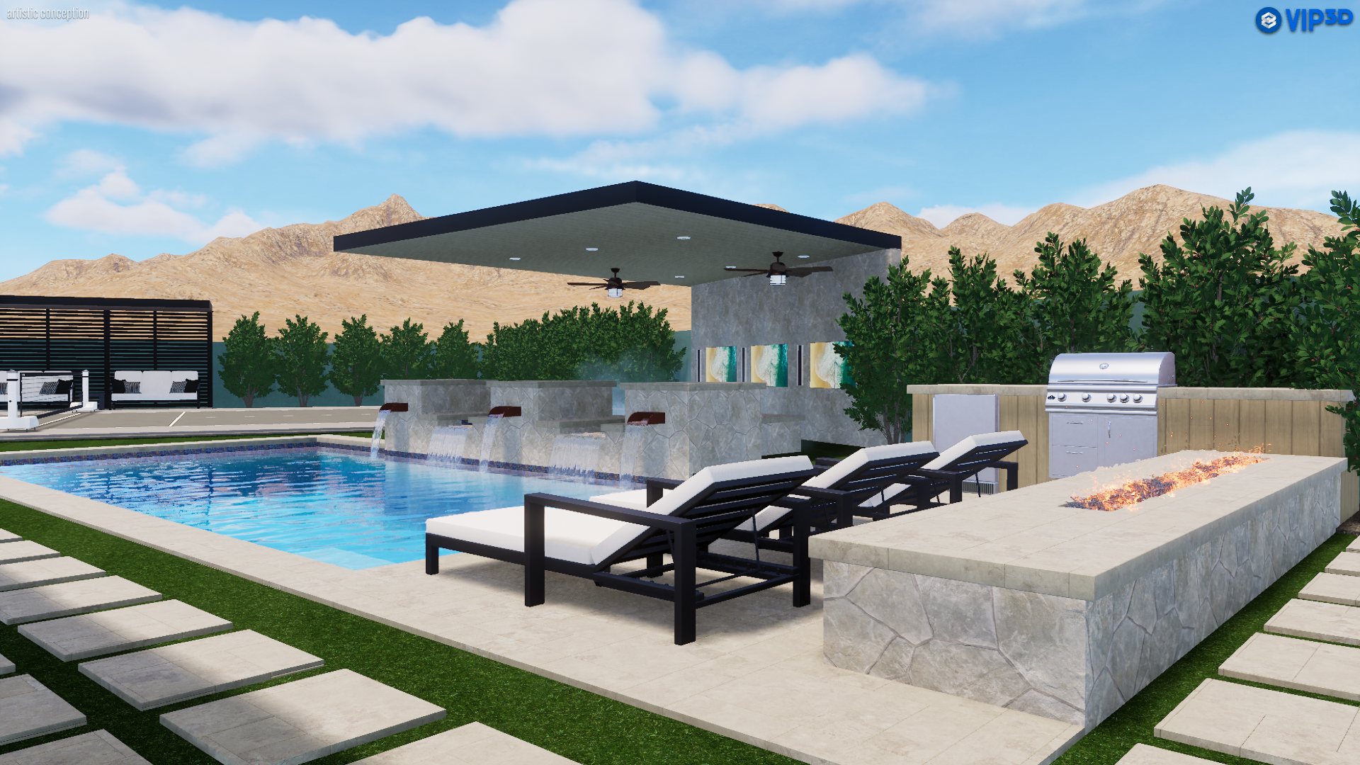 Paradise Valley aerial view 3D rendering