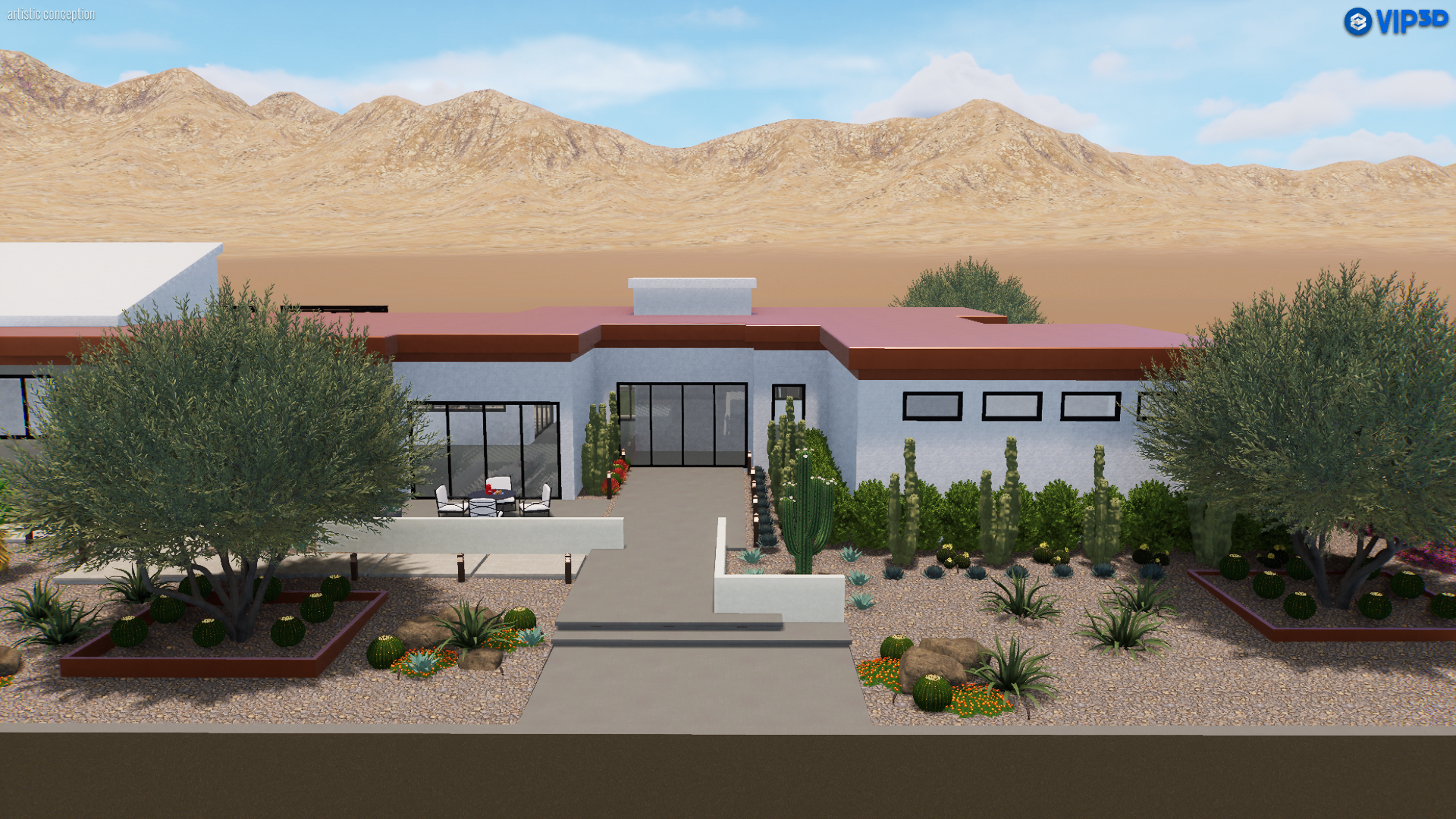 Phoenix desert garden 3D rendering