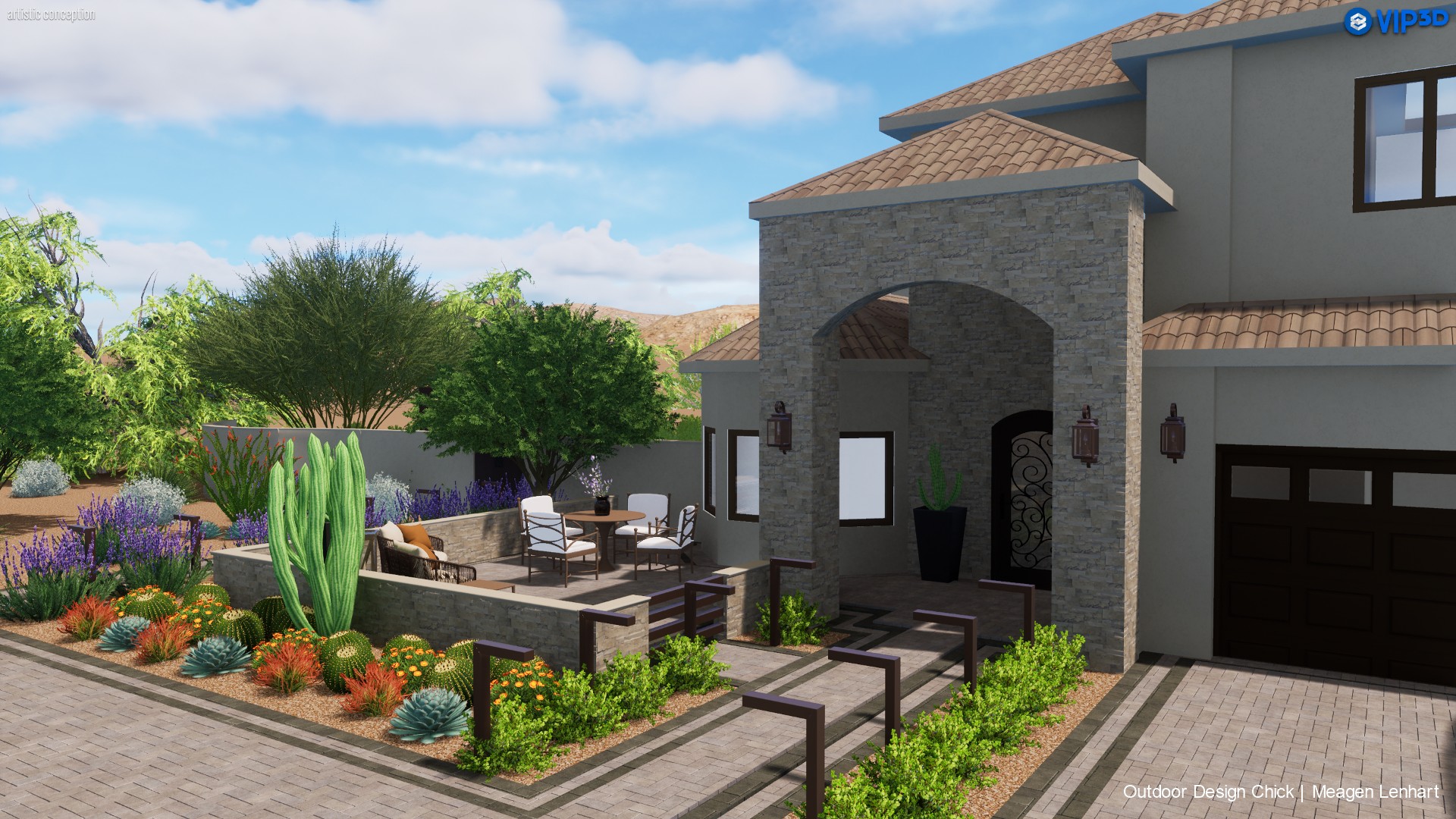 Arcadia outdoor kitchen 3D rendering