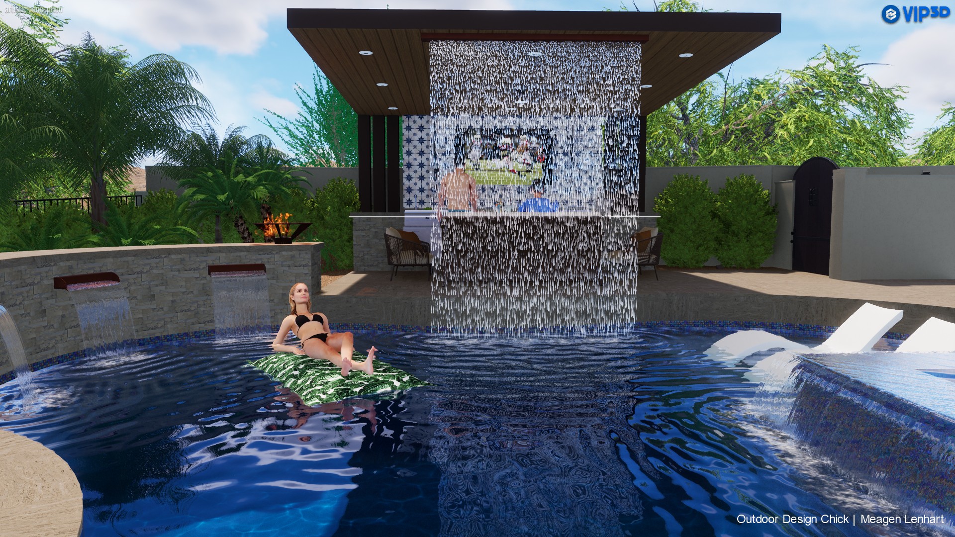 Chandler pergola and patio 3D rendering