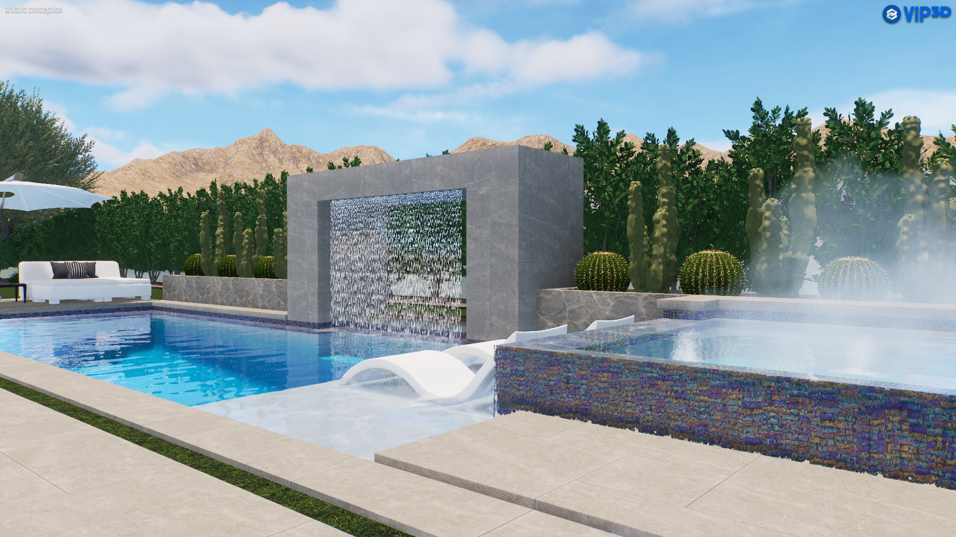 Paradise Valley full backyard 3D rendering