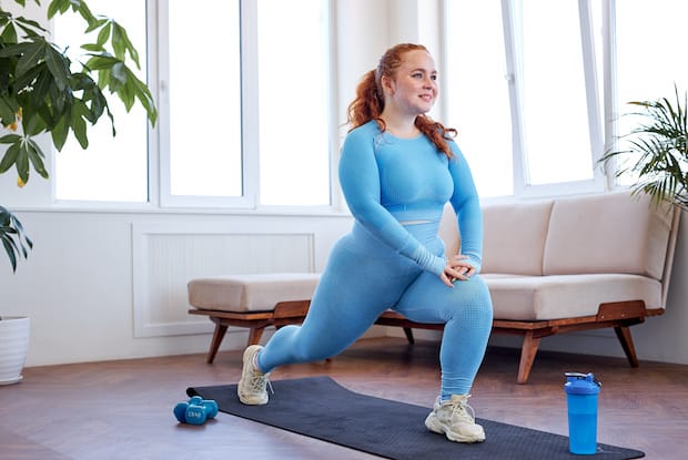 a woman doing yoga