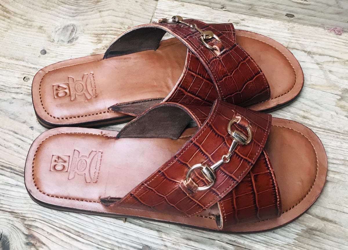 Gator brown slippers