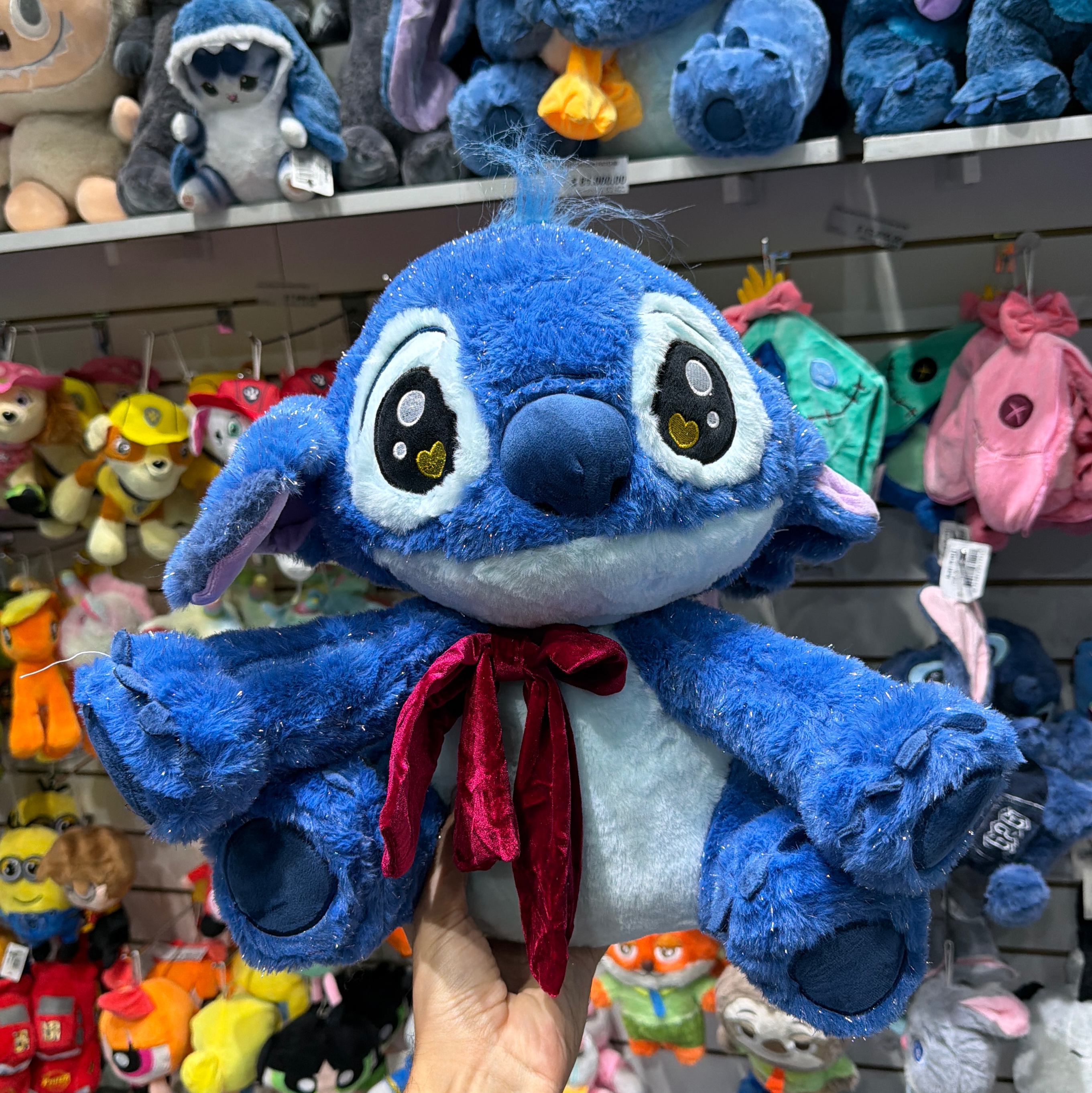 Peluche stitch con moño y brillos 40cm