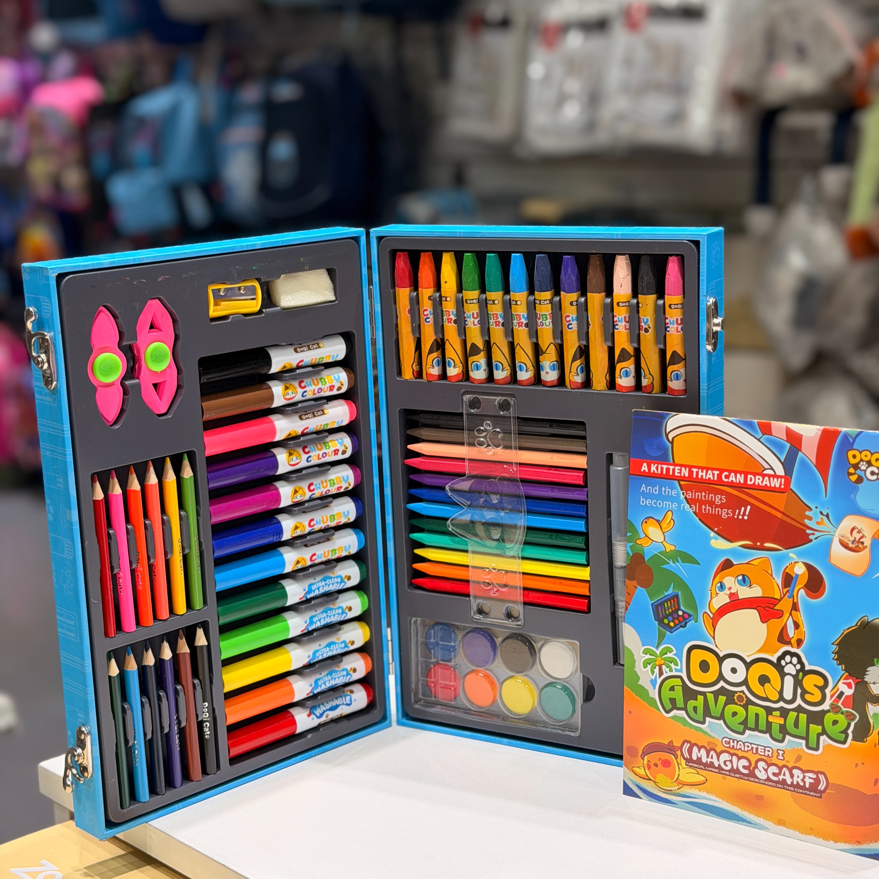 Set de arte en valija x90 piezas celeste
