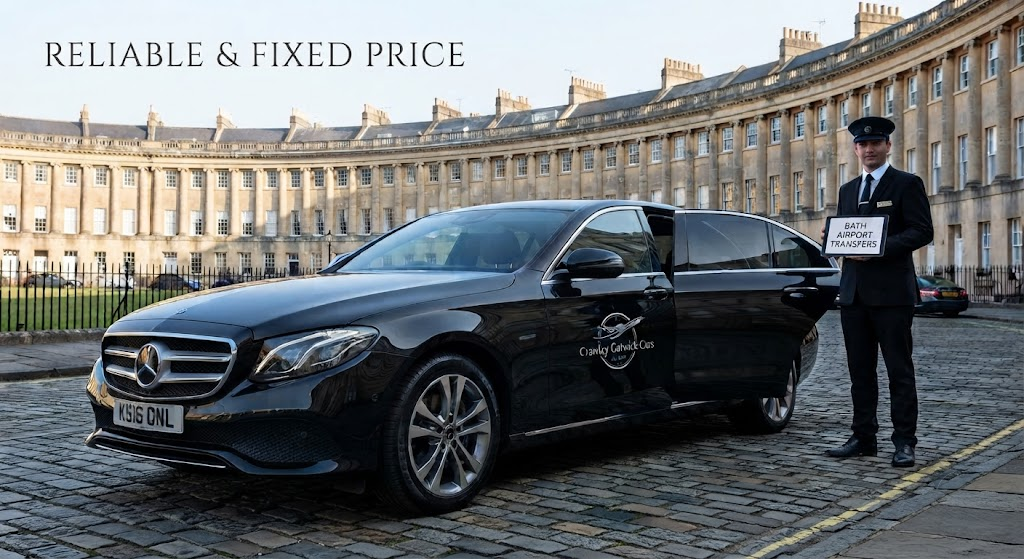 Professional chauffeur providing comfortable Bath airport transfers in a luxury vehicle