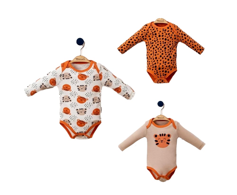 Set 3 Body-uri Nou-Nascut din Bumbac 100% cu animale, Marime 0-3 Luni, Masura 62