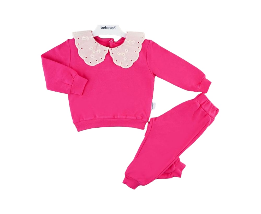 Set haine copii cu guler, roz