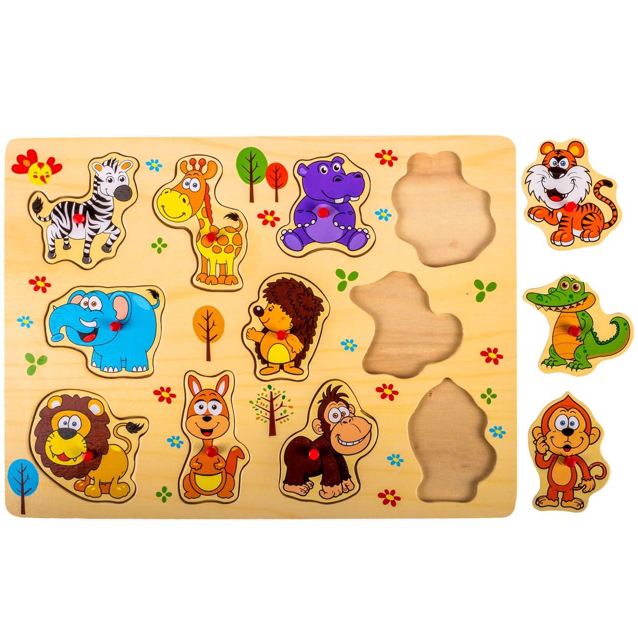 Puzzle din lemn cu Animale din Jungla 30x22cm