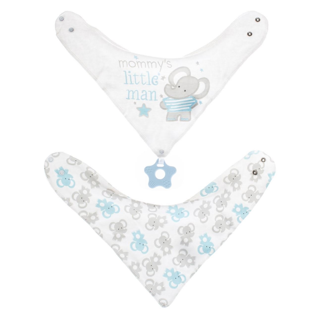 Bavete cu dentitie, 2 buc, model cu elefant baieti