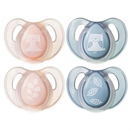 Set 2 suzete fosforescente Cherrynight, roz/albastru, 6-18 luni