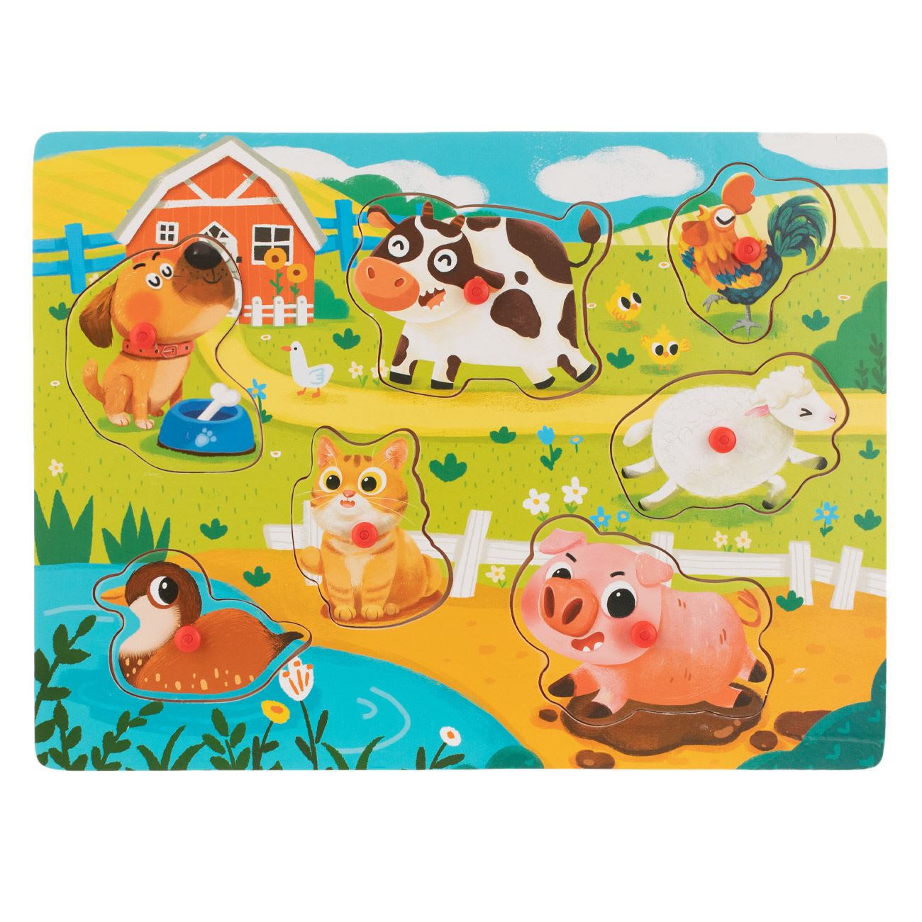 Puzzle din lemn Animale Ferma, 30x22.5cm