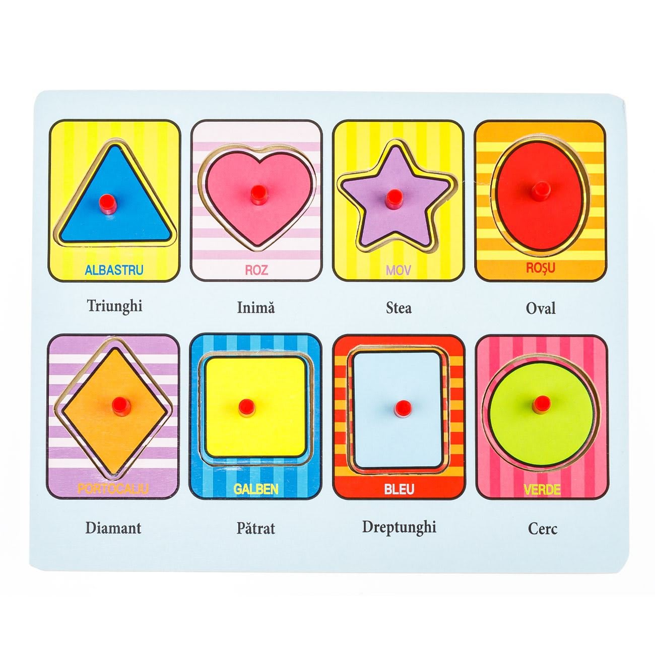 Puzzle lemn cu Forme, Culori, Cuvinte 22x18cm