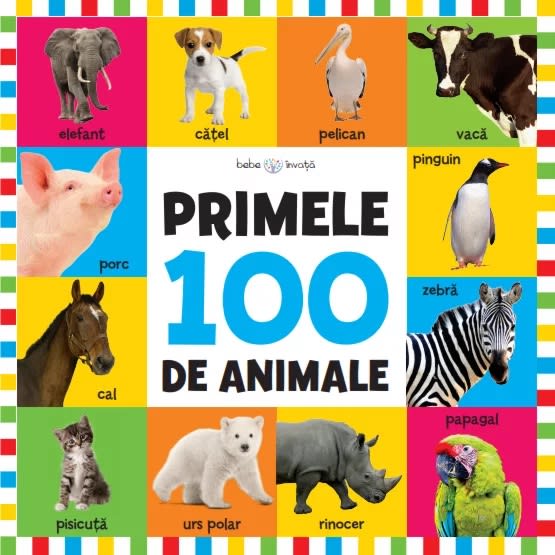 Primele 100 de animale, carte educativa (format mare)