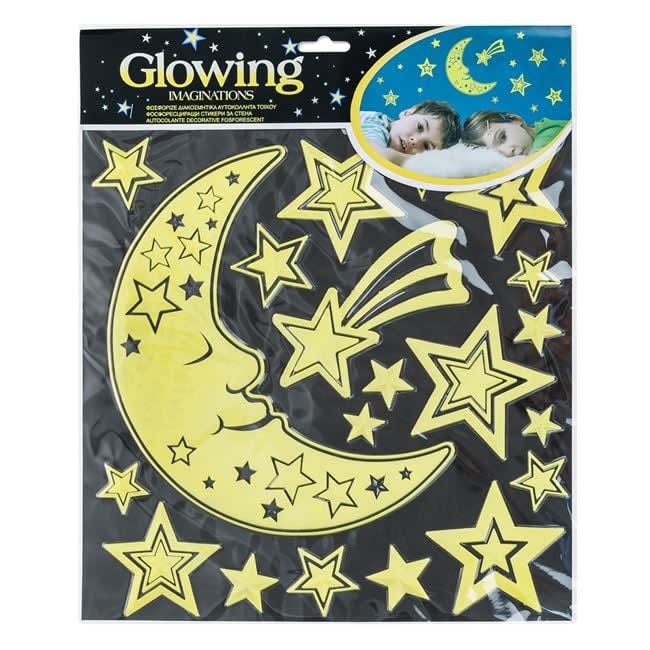 Autocolante fosforescente decorative luna si stele