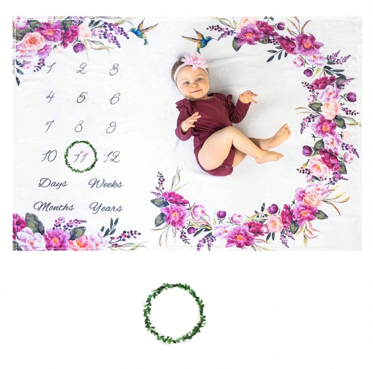 Paturica Aniversara Milestone Cocolino, Inflorata Roz