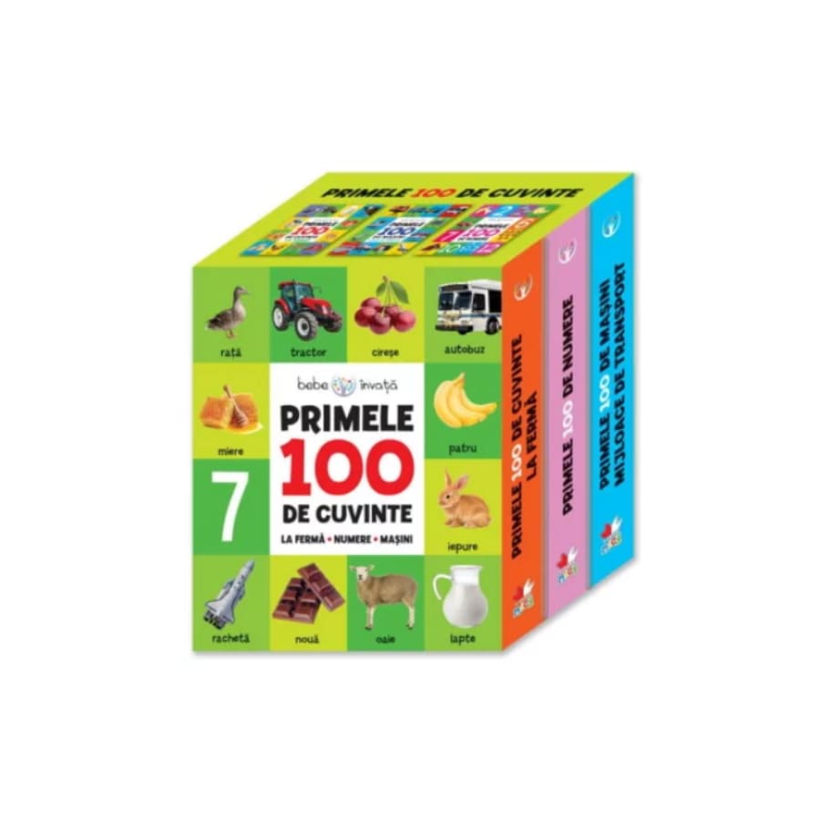 Cutie Bebe Invata. Primele 100 de cuvinte. Ferma-numere-masini