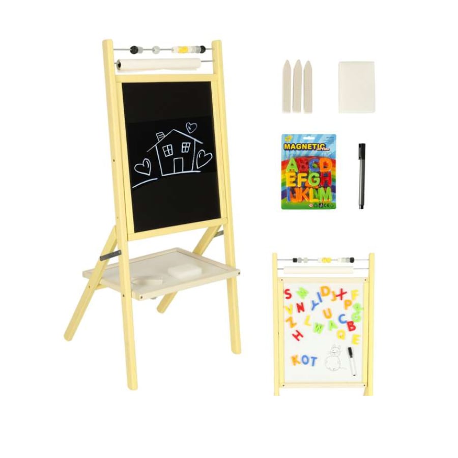 Tabla pentru copii cu doua fete, magnetica/creta