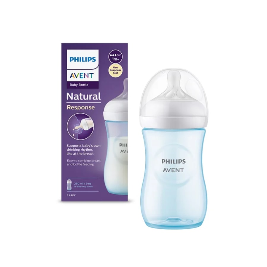 Biberon Albastru Philips Avent, 260ml, 1+ Natural Response