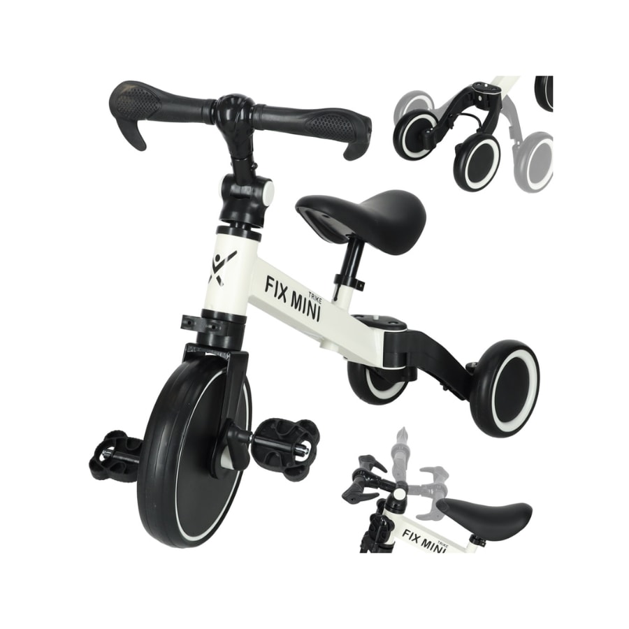 Tricicleta de echilibru pentru copii, 3 in 1 cu pedale, Alb