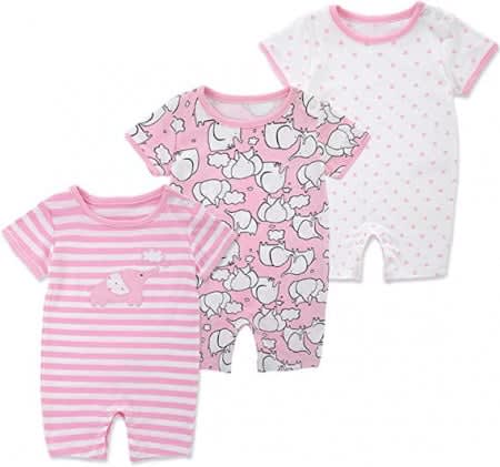 Set de 3 body-uri pentru bebelusi, bumbac, alb/roz, 6-9 luni