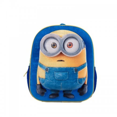 Ghiozdan gradinita 3D Minion, cu fata de catifea