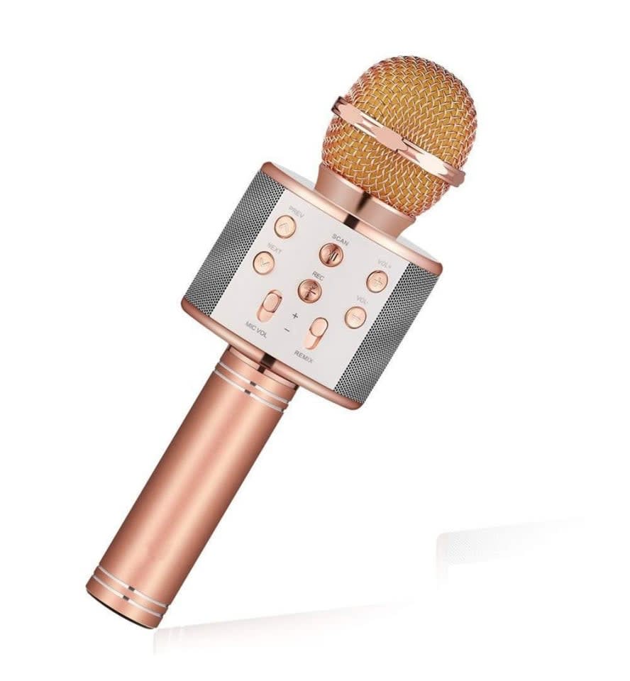 Microfon Karaoke Wireless Bluetooth – Auriu, Radio FM, USB/TF, Inregistrare si Functie Selfie