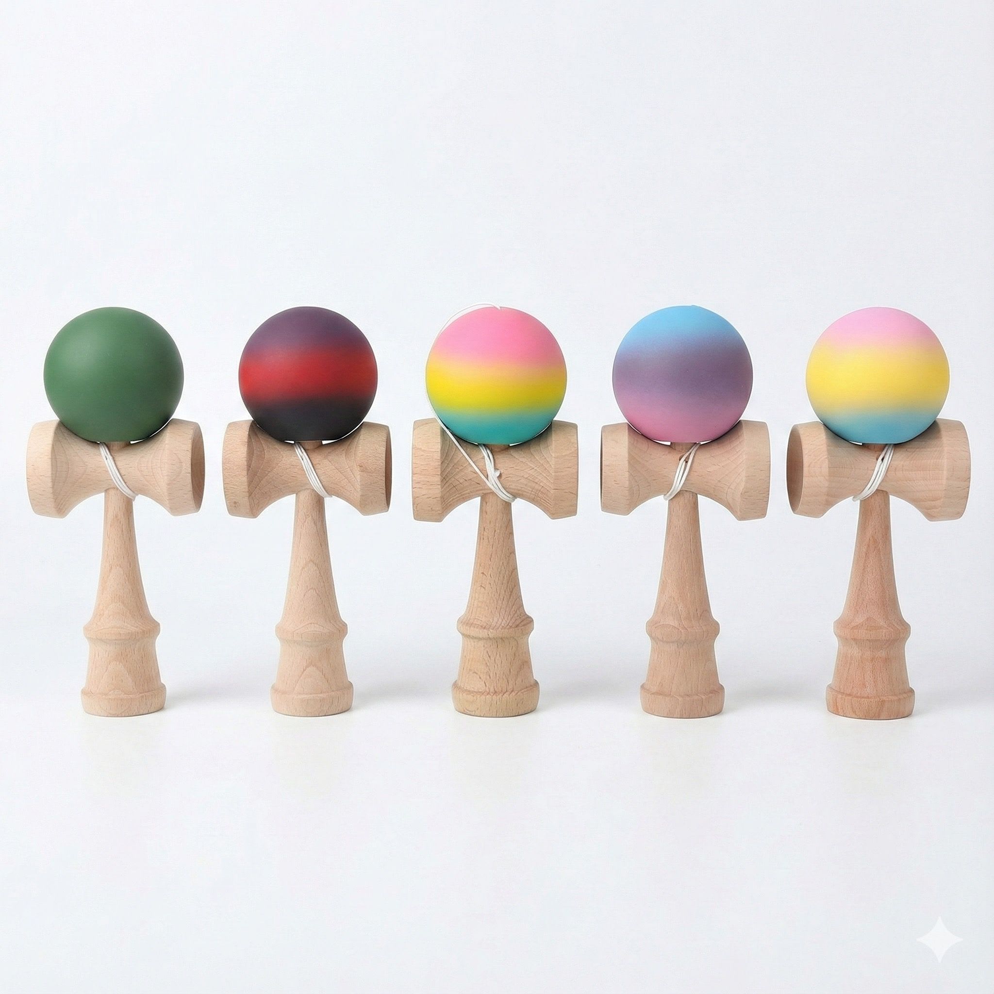 Kendama 18cm din Lemn, cu Bila Cauciucata colorata
