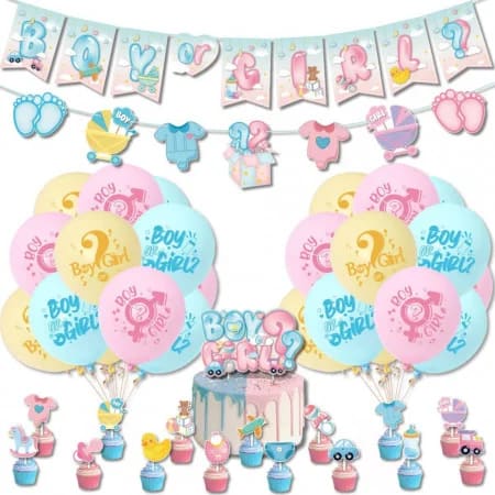 Set de petrecere pentru bebelusi, multicolor, 58 piese