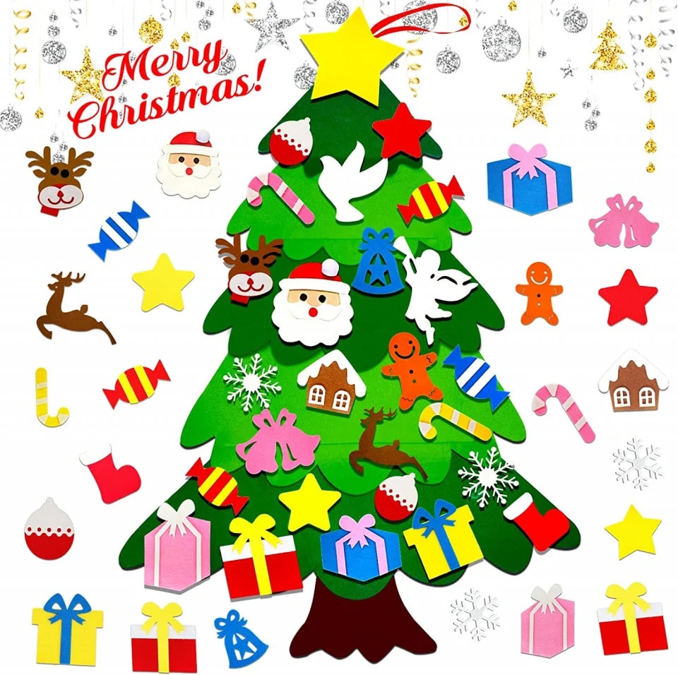 Brad Montessori din Pasla pentru Copii cu 26 Ornamente – Decor Interactiv de Craciun