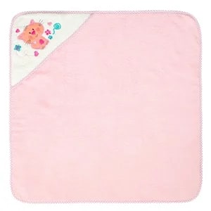Prosop cu Gluga din Bumbac Roz cu Pisica 75x75 cm
