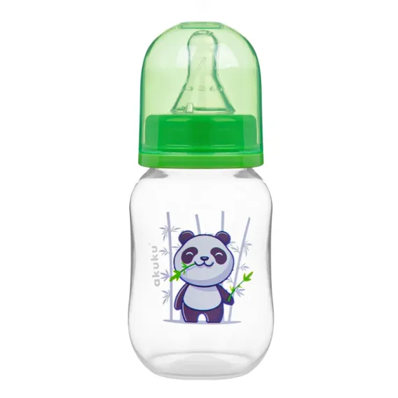 Biberon Cu Tetina Din Silicon Akuku, BPA Free, 125 ml, Panda