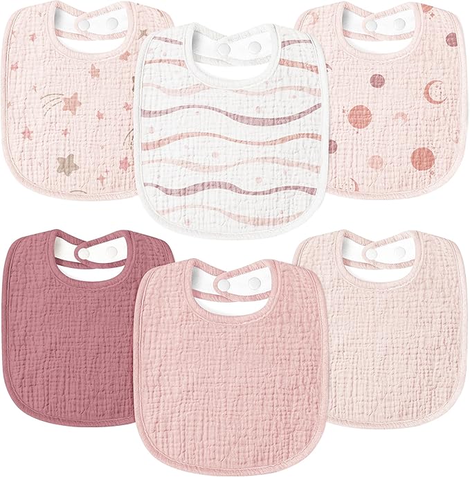 Bavete muselina bebe, Bumbac 100%, Set 6 bucati