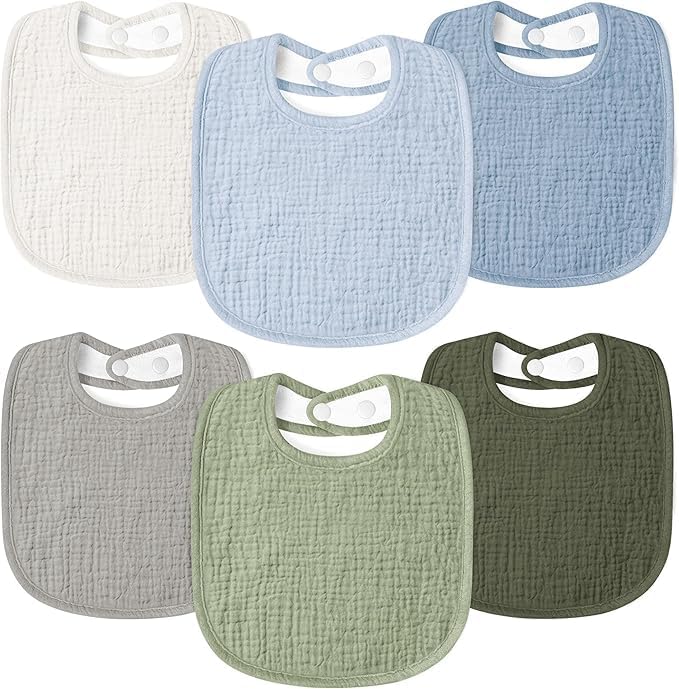 Bavete muselina bebe gri-albastru, Bumbac 100%, Set 6