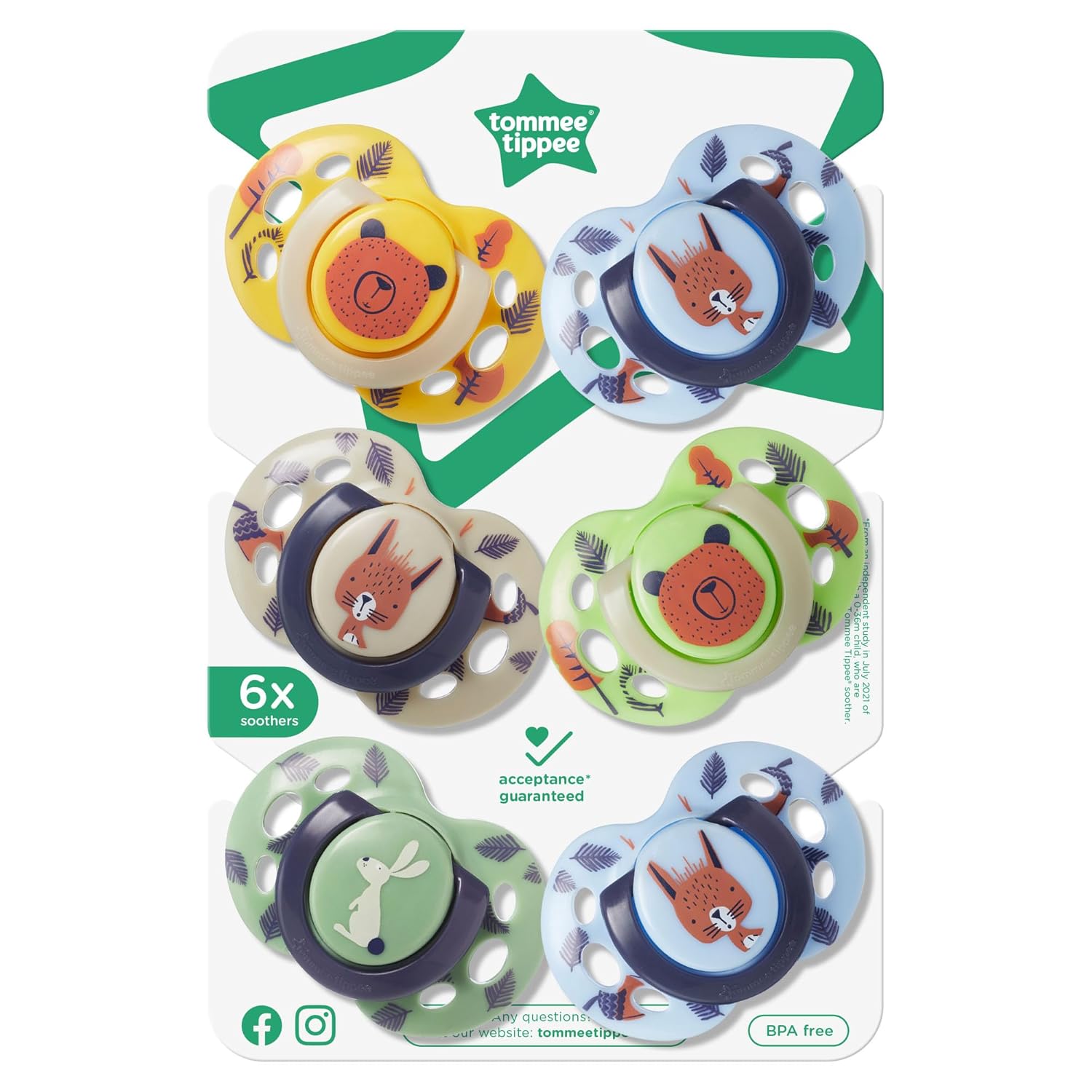 Set 6 suzete Tommee Tippee 6-18 luni, Colorate