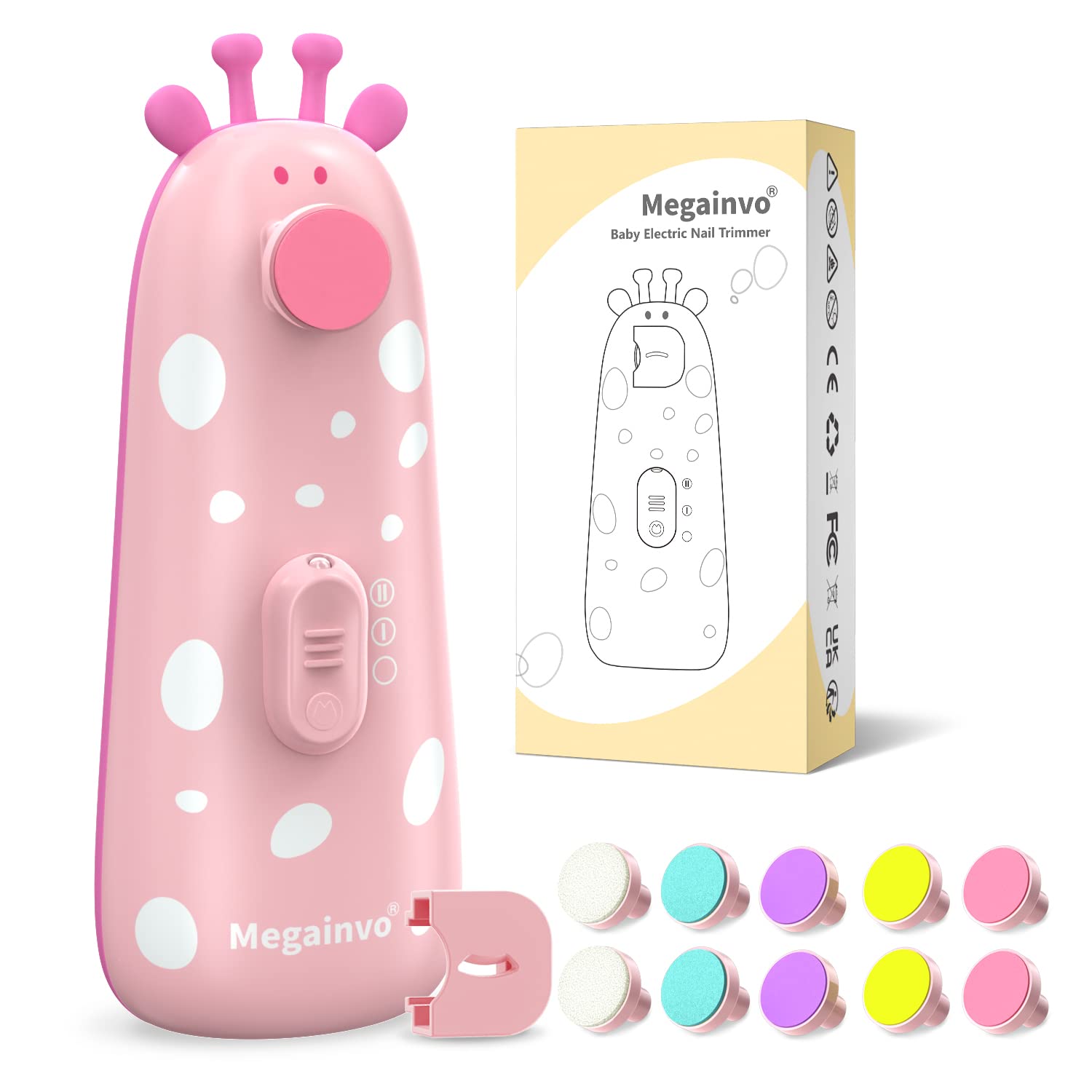 Pila electrica bebelusi cu Led si 10 capete, Girafa roz