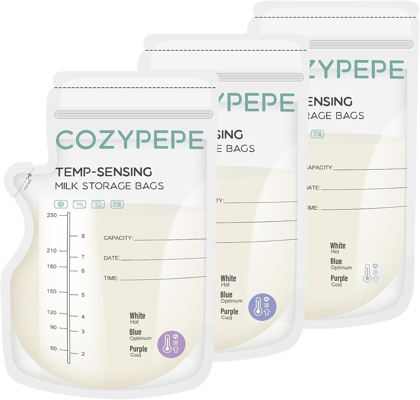 Pungi lapte matern 250 ml, Presterilizate, Set 100 bucati