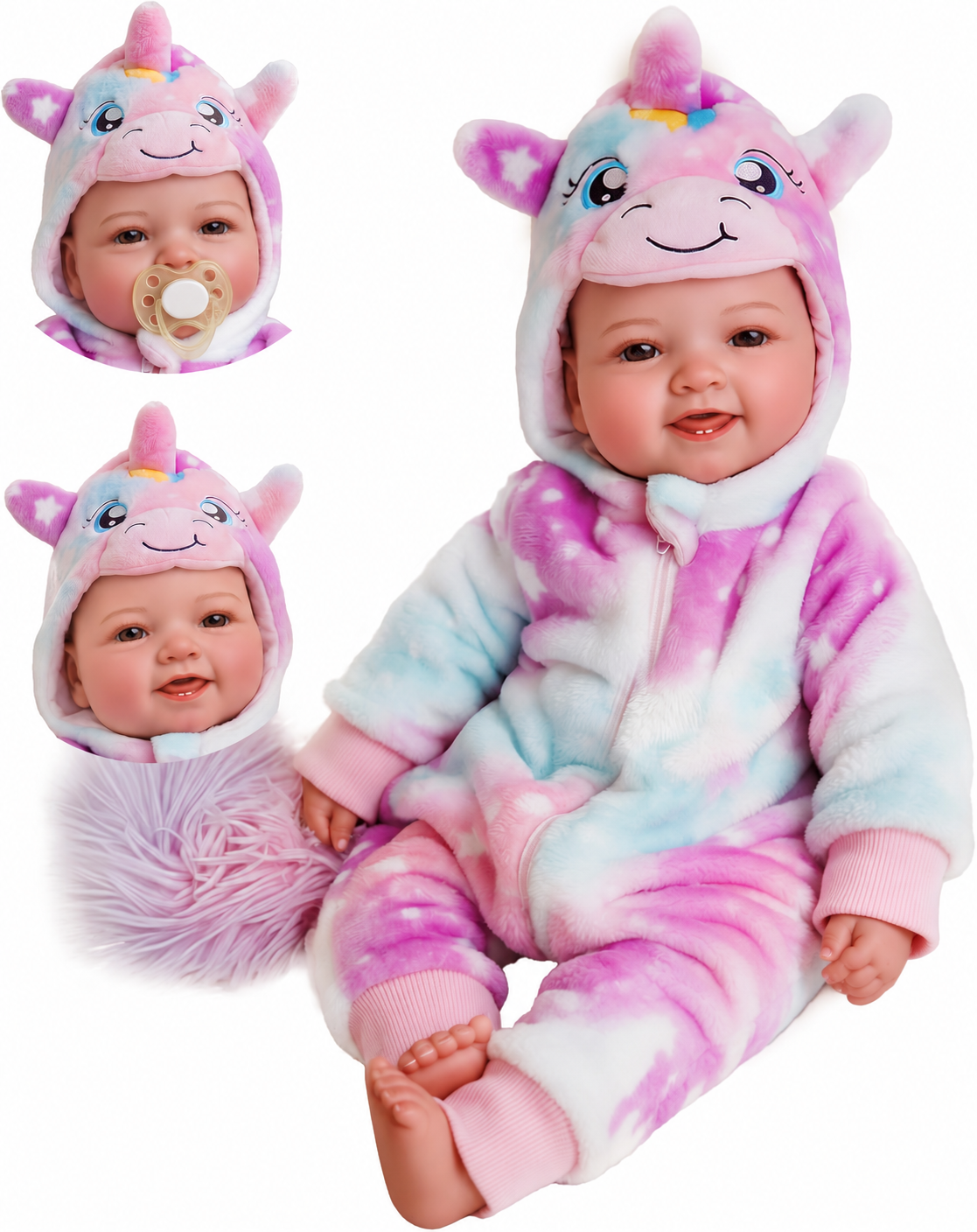 Papusa unicorn cu accesorii pentru copii, 43 cm