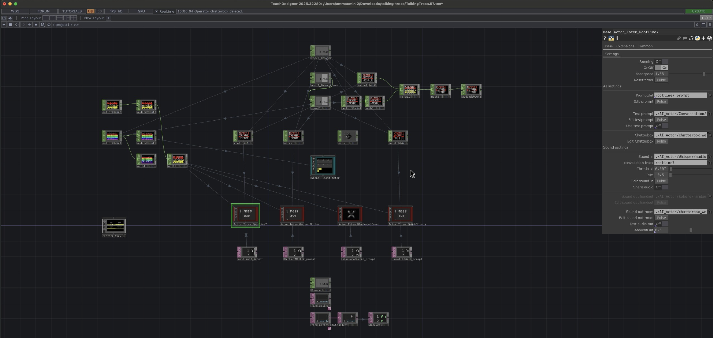 Main overview of TouchDesigner network