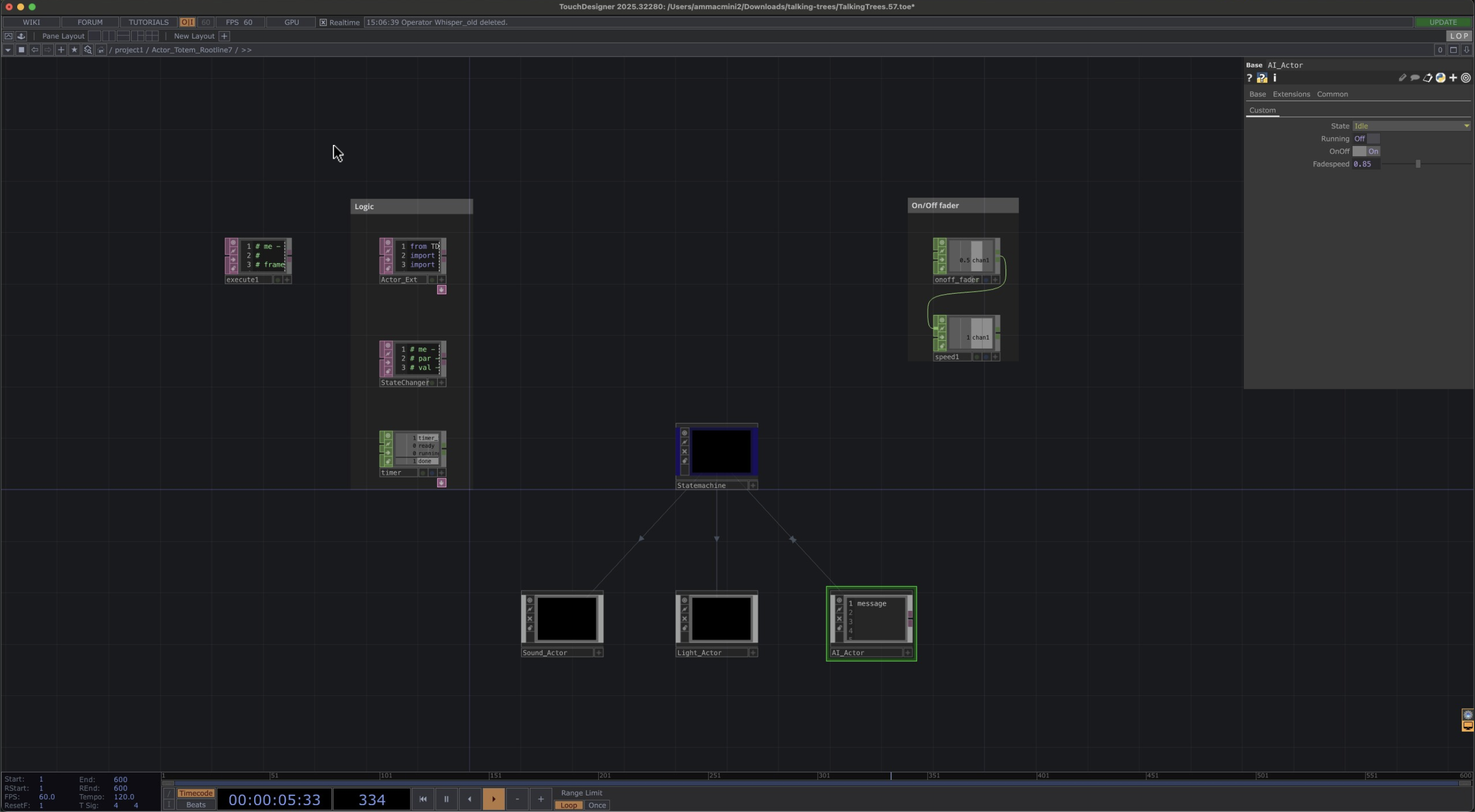 Touchdesigner network inside self-contained agentOP