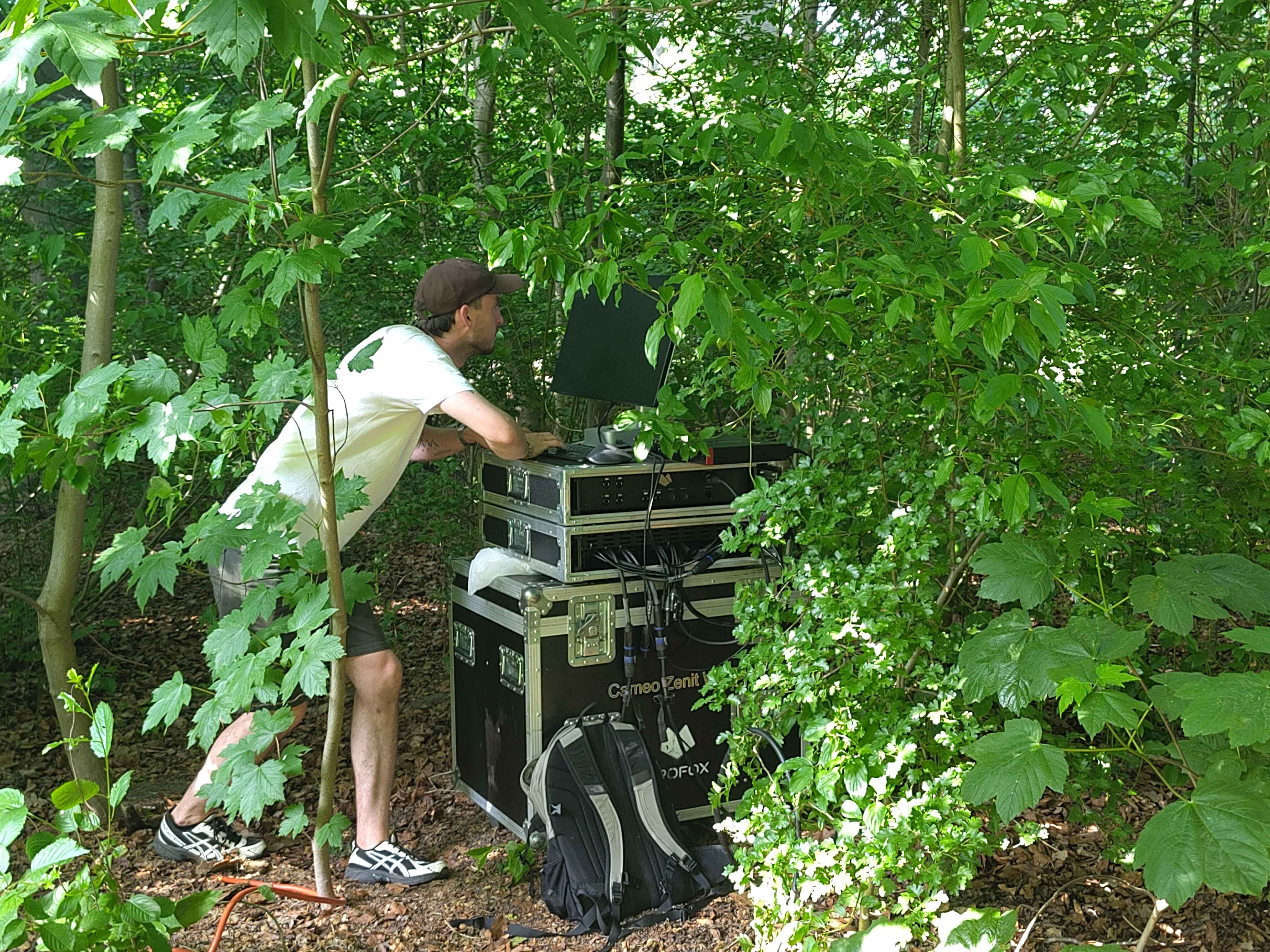 PC setup in the forest