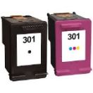 Image du produit pour Pack 2 cartouches compatibles HP 301 - N9J72AE - noir couleur - XL