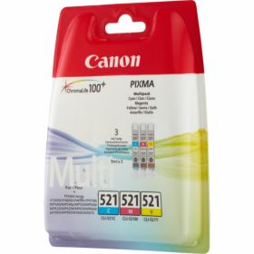 Image du produit pour Canon CLI-521 - 2934B010 Pack 3 cartouches, cyan, magenta, jaune