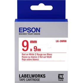 Image du produit pour Epson C53S653008 - LK-3WRN Ruban rouge sur blanc 9mm x 9m pour Epson LabelWorks 4-18mm/36mm/6-12mm/6-18mm/6-24mm